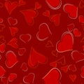 Beautiful hearts on a red background. Seamless festive pattern Royalty Free Stock Photo