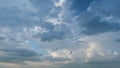 Beautiful heaven with dramatic light. Massive thunderstorm moves with cumulus clouds. Timelapse. Royalty Free Stock Photo