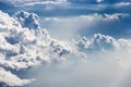 Beautiful Heavenly Bursts of Clouds in Blue Sunny Sky like Atom Bomb Explosion Royalty Free Stock Photo