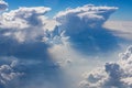 Beautiful Heavenly Bursts of Clouds in Blue Sunny Sky like Atom Bomb Explosion Royalty Free Stock Photo