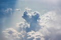 Beautiful Heavenly Bursts of Clouds in Blue Sunny Sky like Atom Bomb Explosion Royalty Free Stock Photo