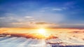 Beautiful heavenly landscape with the sun in the clouds . Royalty Free Stock Photo