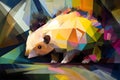 A beautiful hedgehog, modern artwork, abstract colorful painting with geometric shapes. Hand drawn digital painting. Generative AI