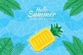 Beautiful Hello Summer background with pineapple