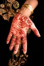 Beautiful Henna, Mehendi on the brides hand Royalty Free Stock Photo