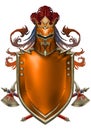 Beautiful heraldic shield with helm crest illustration