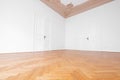 Beautiful herringbone parquet floor in empty room , old building wooden floor Royalty Free Stock Photo