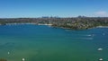 Beautiful high angle aerial drone view of Northern Beaches area of Sydney, New South Wales, Australia. Sydney harbor view from air