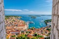 A beautiful high angle view of Hvar, Croatia, on the Dalmatian Coast island. Royalty Free Stock Photo