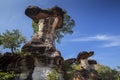 Beautiful high cliff sculpture characteristic natural style in Ubonratchathani Northeast Thailand