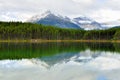 Beautiful high mountains of the Canadian Rockies reflecting in an alpine lake along the Icefields Parkway between Banff and Jasper Royalty Free Stock Photo