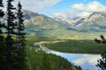 Beautiful high mountains of the Canadian Rockies reflecting in an alpine lake along the Icefields Parkway between Banff and Jasper Royalty Free Stock Photo