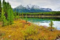 Beautiful high mountains of the Canadian Rockies reflecting in an alpine lake along the Icefields Parkway between Banff and Jasper Royalty Free Stock Photo