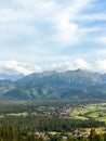 Beautiful high resolution Tatra mountain range poster, village, town under Carpathian Mountains, Poland, peaks, epic scenic view