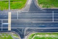 Beautiful hight way road on an early summer morningand crossroads. Moscow-Minsk M1 highway, Bird`s eye view of the road