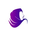 Beautiful hijab woman silhouette muslim logo purple