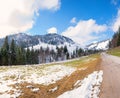 beautiful hike way to Brecherspitze mountain, spitzing area bavaria