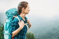 Beautiful hiker young woman