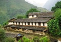 Beautiful hill and small village in the mountain valley of Nepal Royalty Free Stock Photo
