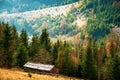 Beautiful hills covered with colorful autumn trees Royalty Free Stock Photo