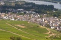 Beautiful hillside vineyards along the Rhine River near ruedesheim and the niederwald monument Royalty Free Stock Photo