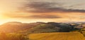 Beautiful hilly field, photographed from a height Royalty Free Stock Photo