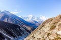 Himalaya mountain views on route to Everest Base Campst Base Camp in Nepal Royalty Free Stock Photo