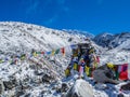 Himalaya mountain views on route to Everest Base Campst Base Camp in Nepal Royalty Free Stock Photo