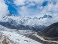 Himalaya mountain views on route to Everest Base Campst Base Camp in Nepal Royalty Free Stock Photo