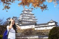 Beautiful himeji castal in the fall season, Japan