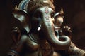 Beautiful Hindu god Ganesha with elephant head sculpture. Generative AI