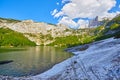 Beautiful Hinterer Gosausee lake landscape with Dachstein mountains in Austrian Alps Royalty Free Stock Photo