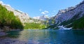 Beautiful Hinterer Gosausee lake landscape with Dachstein mountains in Austrian Alps. Salzkammergut region. Royalty Free Stock Photo