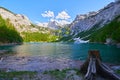 Beautiful Hinterer Gosausee lake landscape with Dachstein mountains in Austrian Alps. Salzkammergut region. Royalty Free Stock Photo