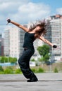 Beautiful hip-hop woman over urban landscape Royalty Free Stock Photo