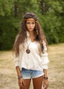 Beautiful hippie girl in the park Royalty Free Stock Photo