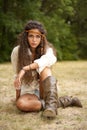 Beautiful hippie girl in the park