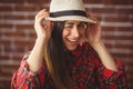 Beautiful hipster winking at camera Royalty Free Stock Photo