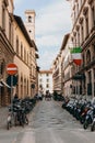 Beautiful and historic architecture of the streets of Florence in Italy