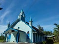 Beautiful historic blue church in Bintulu, Malaysia Royalty Free Stock Photo