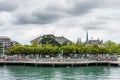 Beautiful historic buildings on the lakeshore of Lake of Zurich, Switzerland