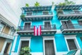 A beautiful and historic cobblestone street in the Old San Juan, Puerto Rico Royalty Free Stock Photo