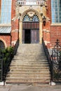 Beautiful historic entrance to the old catholic church in Wroclaw