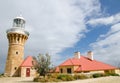 Beautiful historic lighthouse at the tower in cloudy sky day at Barrenjoey headland, Sydney, Australia.