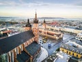 Beautiful historic market square at sunrise, Krakow, Poland Royalty Free Stock Photo