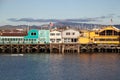 beautiful historic wooden pier in the harbor of Monterey, USA Royalty Free Stock Photo