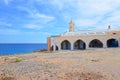 Beautiful historical building of Orthodox Apostolos Andreas Monastery in Karpas Peninsula, Turkish Northern Cyprus taken on a Royalty Free Stock Photo