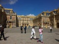 Beautiful historical buildings and tourists in the Chateaux de Versailles in paris in France Royalty Free Stock Photo