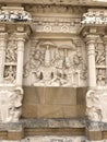 Ancient stone carving of Hindu God sandstone sculptures carved in the walls of Kanchi Kailasanathar temple in Kanchipuram