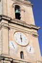 Beautiful historical clock on the tower of the medieval cathedral in the capital of Malta, Valletta.